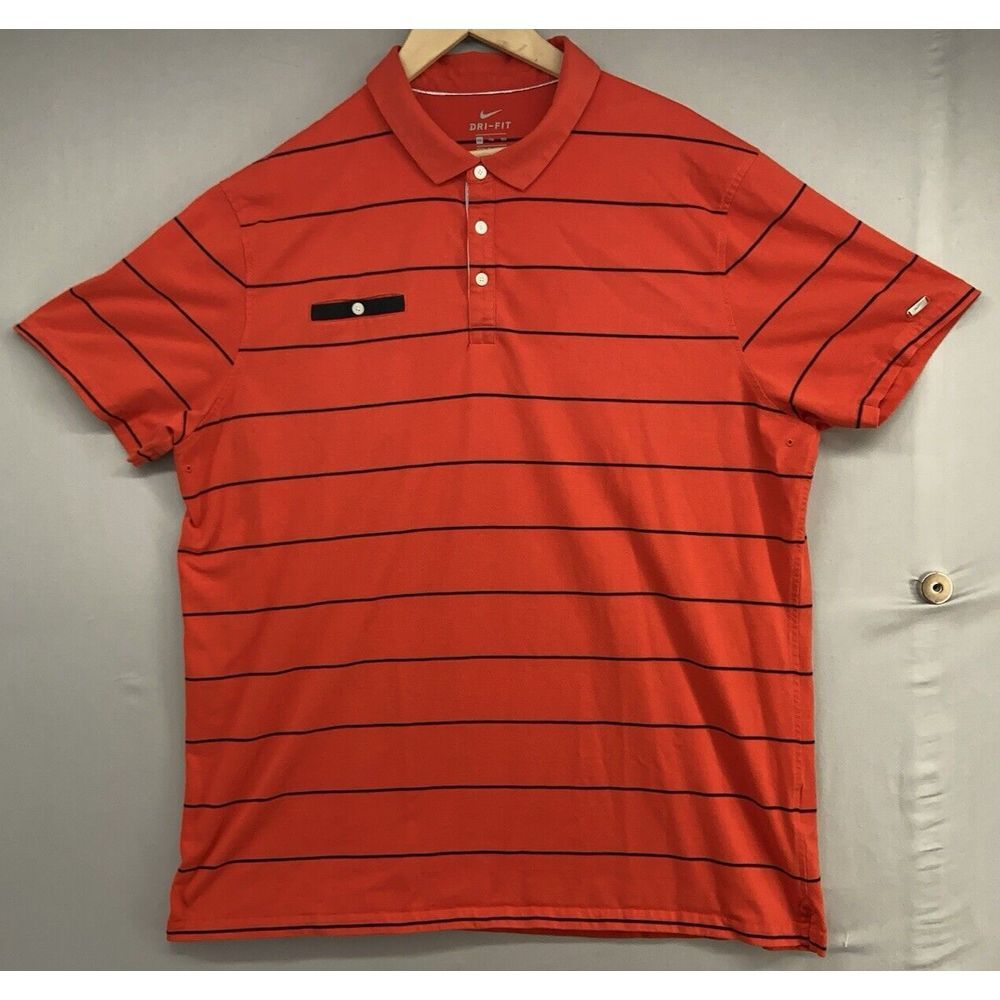Nike Dri Fit Player Golf‎ Polo Shirt Men XXL Striped Short Sleeve Vented AT8946